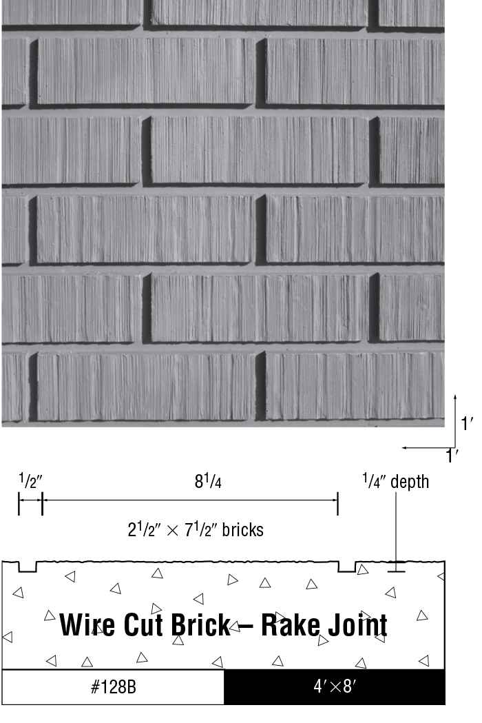 texture-128B Wire Cut Brick-Rake Joint